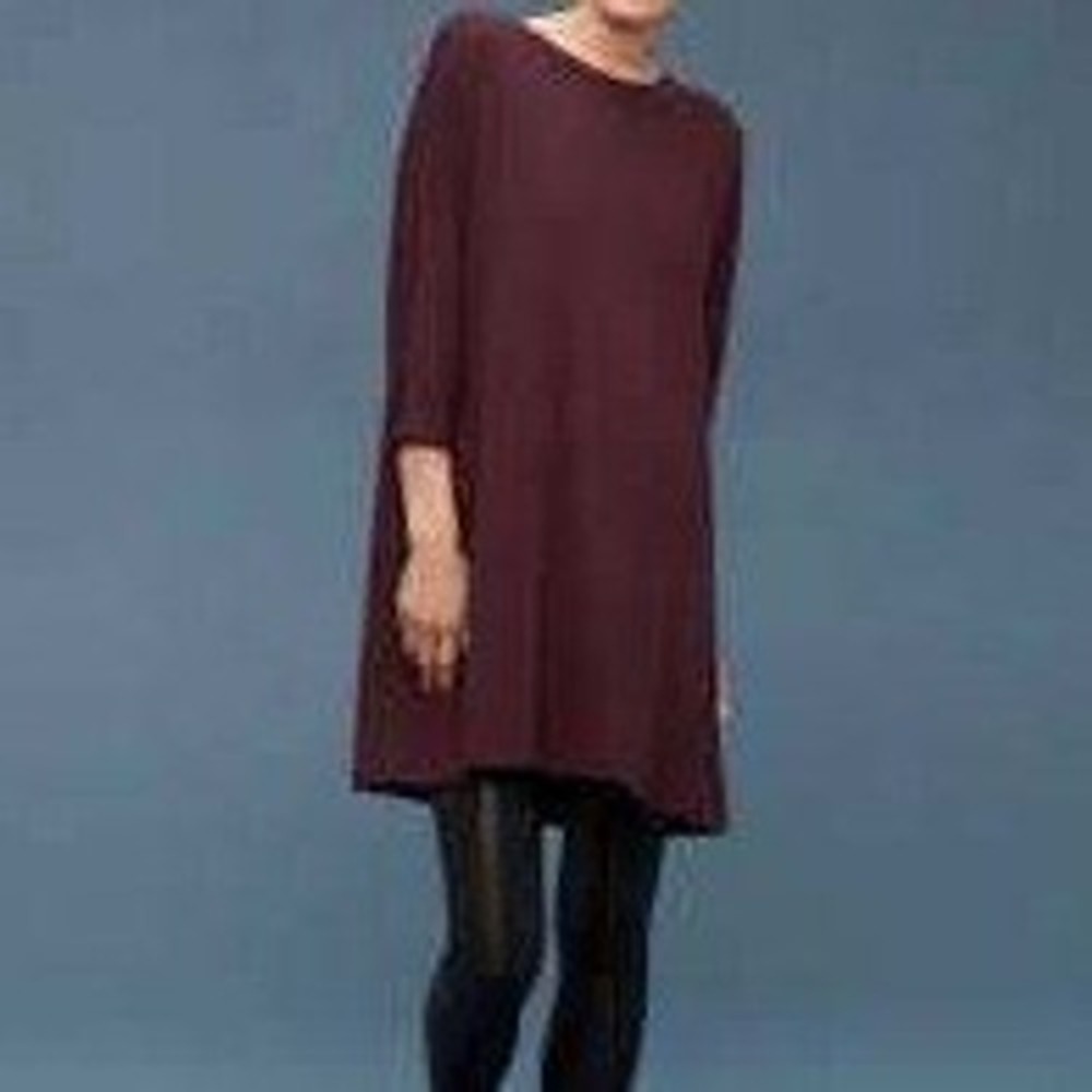 Wilfred Free Aritzia Knit Dress Women Medium Plum 3/4 Sleeve Oversized Pockets